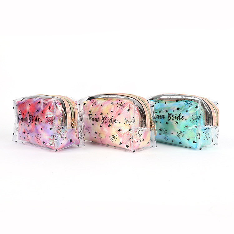 PVC Laser Cosmetic Bag Two-Piece Set Japanese and Korean New Women&#039;s Transparent Ins Colorful Storage Bag Suit Custom Wholesale