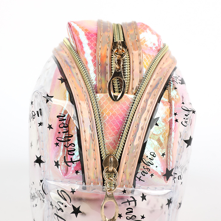 PVC Laser Cosmetic Bag Two-Piece Set Japanese and Korean New Women&#039;s Transparent Ins Colorful Storage Bag Suit Custom Wholesale