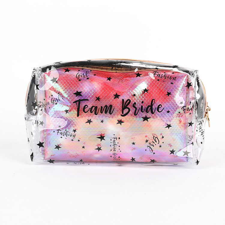PVC Laser Cosmetic Bag Two-Piece Set Japanese and Korean New Women&#039;s Transparent Ins Colorful Storage Bag Suit Custom Wholesale