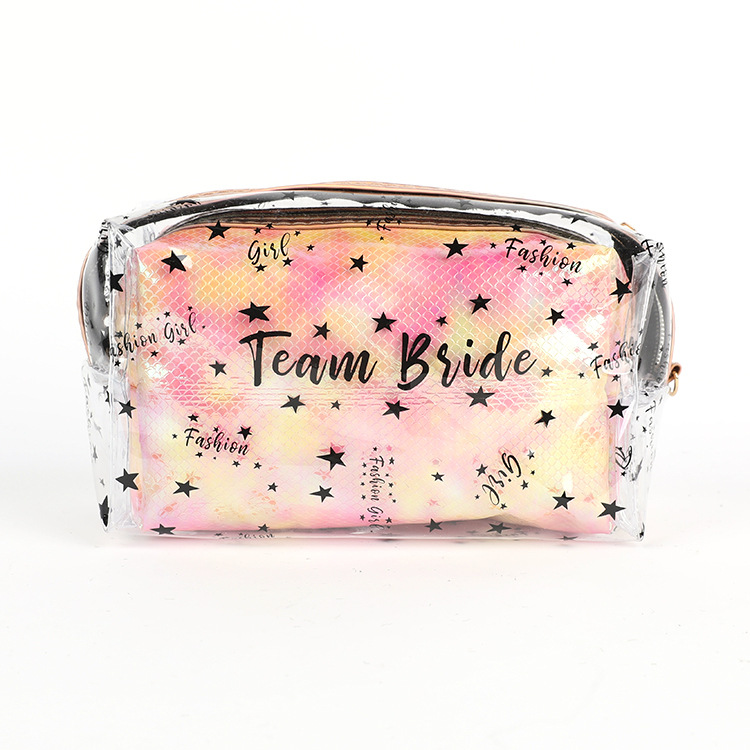PVC Laser Cosmetic Bag Two-Piece Set Japanese and Korean New Women&#039;s Transparent Ins Colorful Storage Bag Suit Custom Wholesale