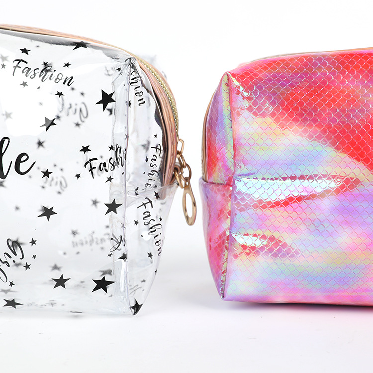 PVC Laser Cosmetic Bag Two-Piece Set Japanese and Korean New Women's Transparent Ins Colorful Storage Bag Suit Custom Wholesale PVC Laser Cosmetic Bag Two-Piece Set Japanese and Korean New Women's Transparent Ins Colorful Storage Bag Suit Custom Wholesale