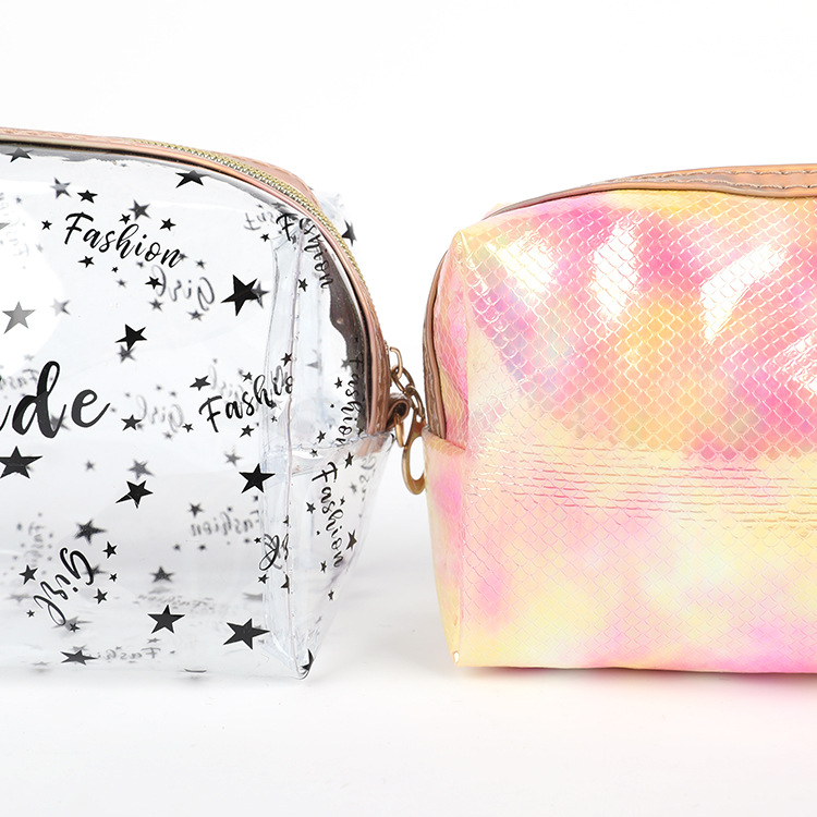 PVC Laser Cosmetic Bag Two-Piece Set Japanese and Korean New Women's Transparent Ins Colorful Storage Bag Suit Custom Wholesale PVC Laser Cosmetic Bag Two-Piece Set Japanese and Korean New Women's Transparent Ins Colorful Storage Bag Suit Custom Wholesale