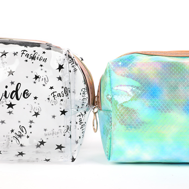 PVC Laser Cosmetic Bag Two-Piece Set Japanese and Korean New Women's Transparent Ins Colorful Storage Bag Suit Custom Wholesale PVC Laser Cosmetic Bag Two-Piece Set Japanese and Korean New Women's Transparent Ins Colorful Storage Bag Suit Custom Wholesale