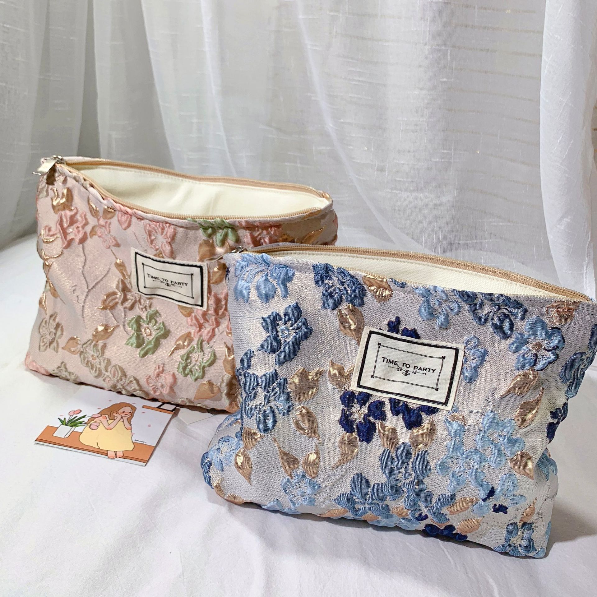 Korean Style Jacquard Clutch Cosmetic Bag Special-Interest Design Skin Care Products Lipstick Storage Bag Travel Portable Women&#039;s Bag