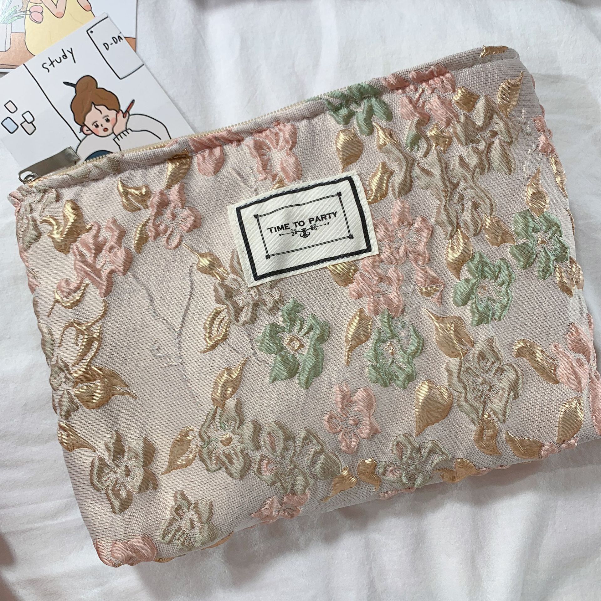 Korean Style Jacquard Clutch Cosmetic Bag Special-Interest Design Skin Care Products Lipstick Storage Bag Travel Portable Women's Bag