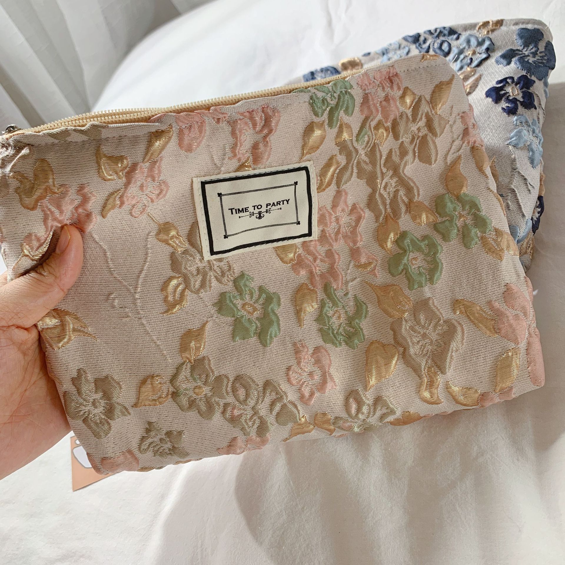 Korean Style Jacquard Clutch Cosmetic Bag Special-Interest Design Skin Care Products Lipstick Storage Bag Travel Portable Women's Bag