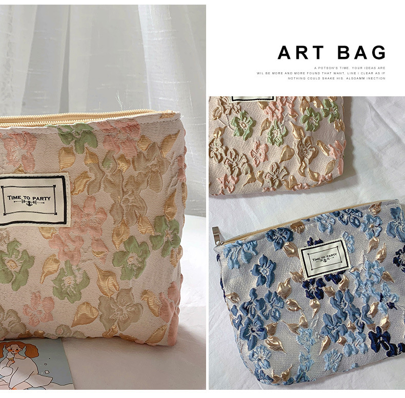 Korean Style Jacquard Clutch Cosmetic Bag Special-Interest Design Skin Care Products Lipstick Storage Bag Travel Portable Women's Bag