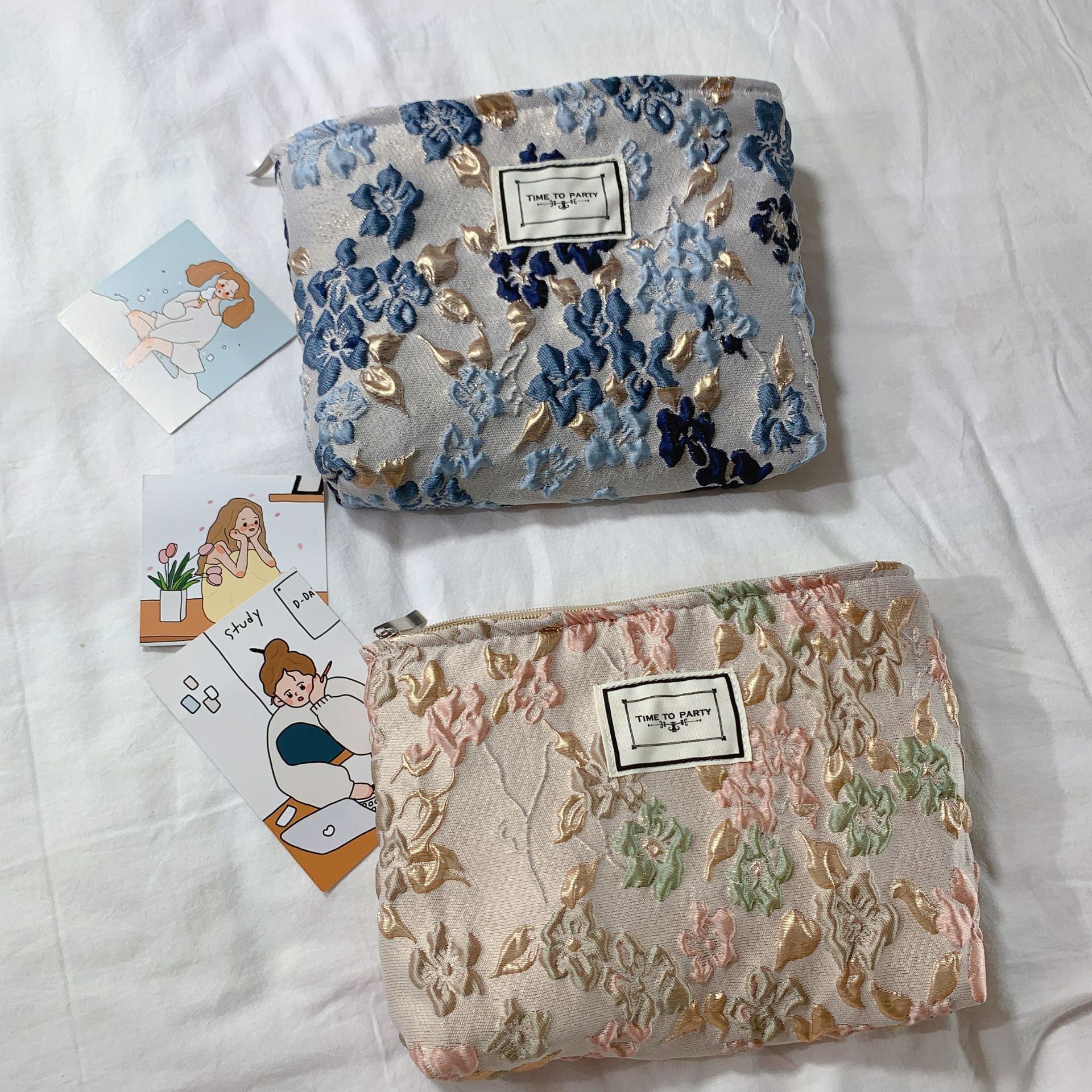 Korean Style Jacquard Clutch Cosmetic Bag Special-Interest Design Skin Care Products Lipstick Storage Bag Travel Portable Women's Bag