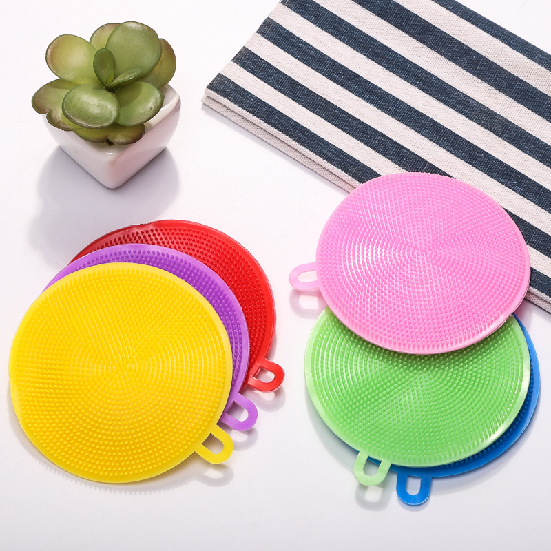Tiktok Multi-Functional Silicon Dishwashing Brush Kitchen Decontamination Scouring Pad Non-Stick Oil Household Vegetable and Fruit Silicone Pot Washing Cloth