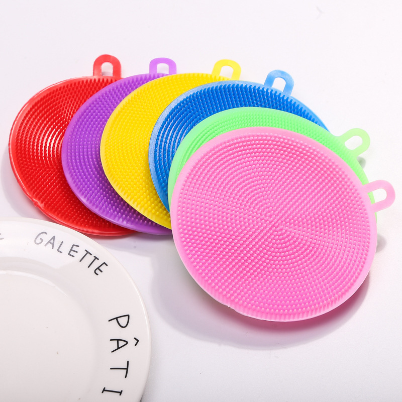 Tiktok Multi-Functional Silicon Dishwashing Brush Kitchen Decontamination Scouring Pad Non-Stick Oil Household Vegetable and Fruit Silicone Pot Washing Cloth
