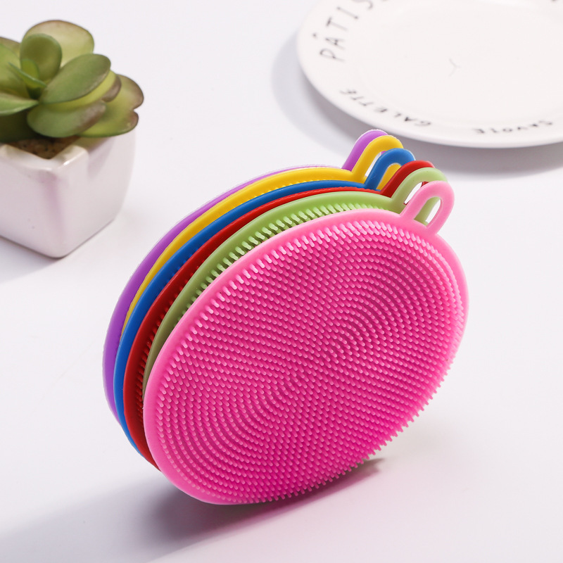Tiktok Multi-Functional Silicon Dishwashing Brush Kitchen Decontamination Scouring Pad Non-Stick Oil Household Vegetable and Fruit Silicone Pot Washing Cloth