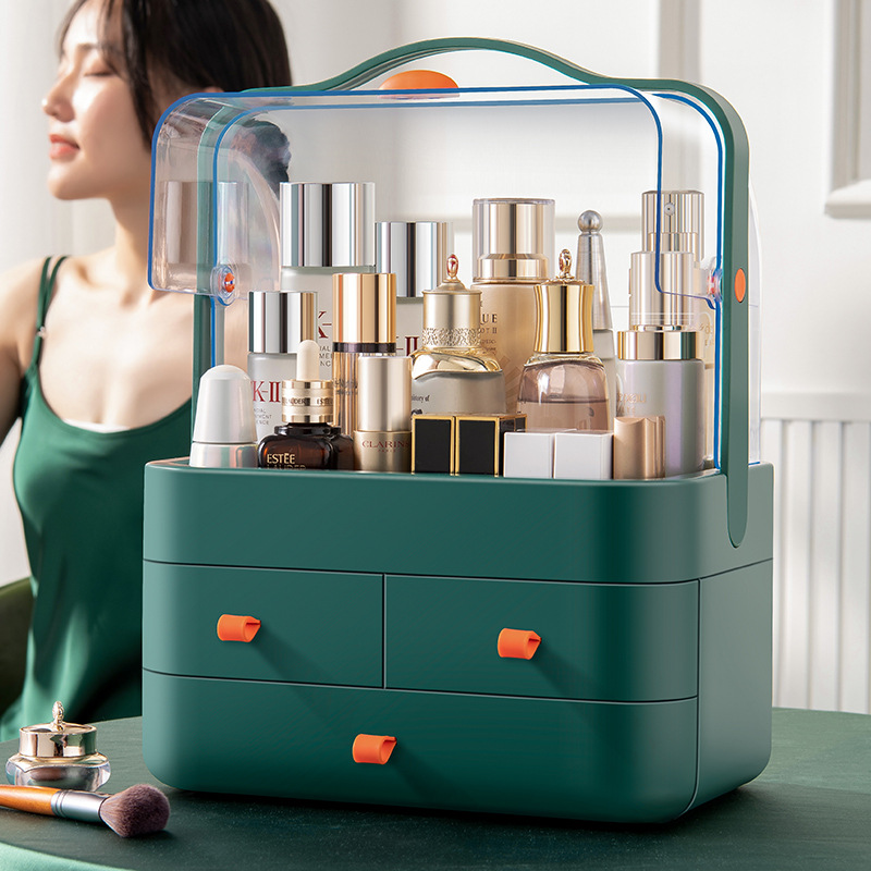 Internet Celebrity Dustproof Cosmetics Storage Box Transparent Hand Cosmetic Case Dressing Table Skin Care Products Organize the Shelves