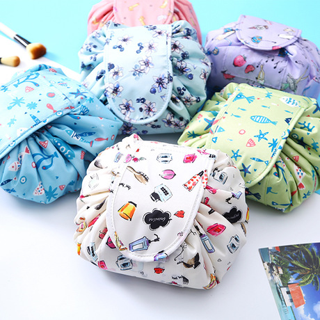 Korean version of the large capacity cosmetic bag women travel storage bag portable lazy people draw rope cosmetic bag wash gargle bag cosmetic bag