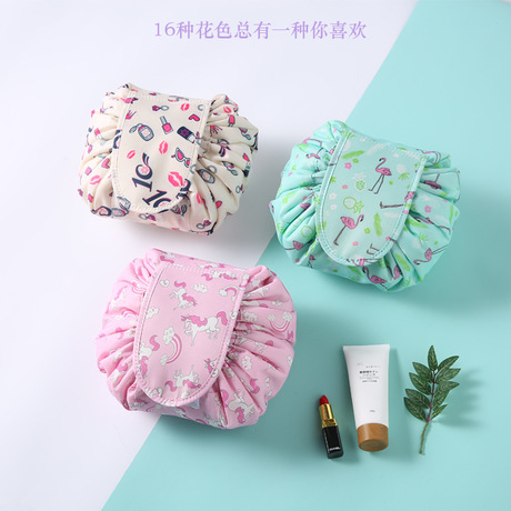 Korean version of the large capacity cosmetic bag women travel storage bag portable lazy people draw rope cosmetic bag wash gargle bag cosmetic bag