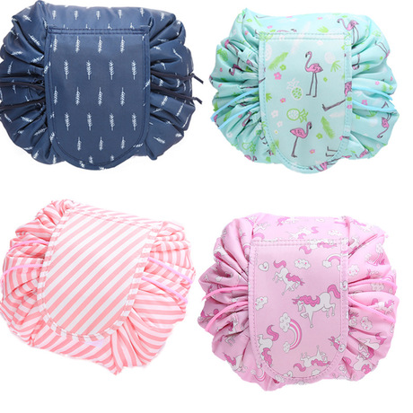 Korean version of the large capacity cosmetic bag women travel storage bag portable lazy people draw rope cosmetic bag wash gargle bag cosmetic bag