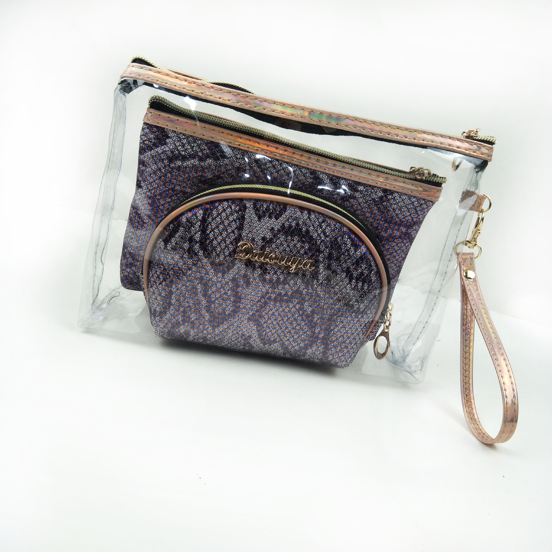 Factory Direct Sales New Three-Piece Set Leopard Print Portable Cosmetic Bag Waterproof Portable Wash Customizable Storage Bag