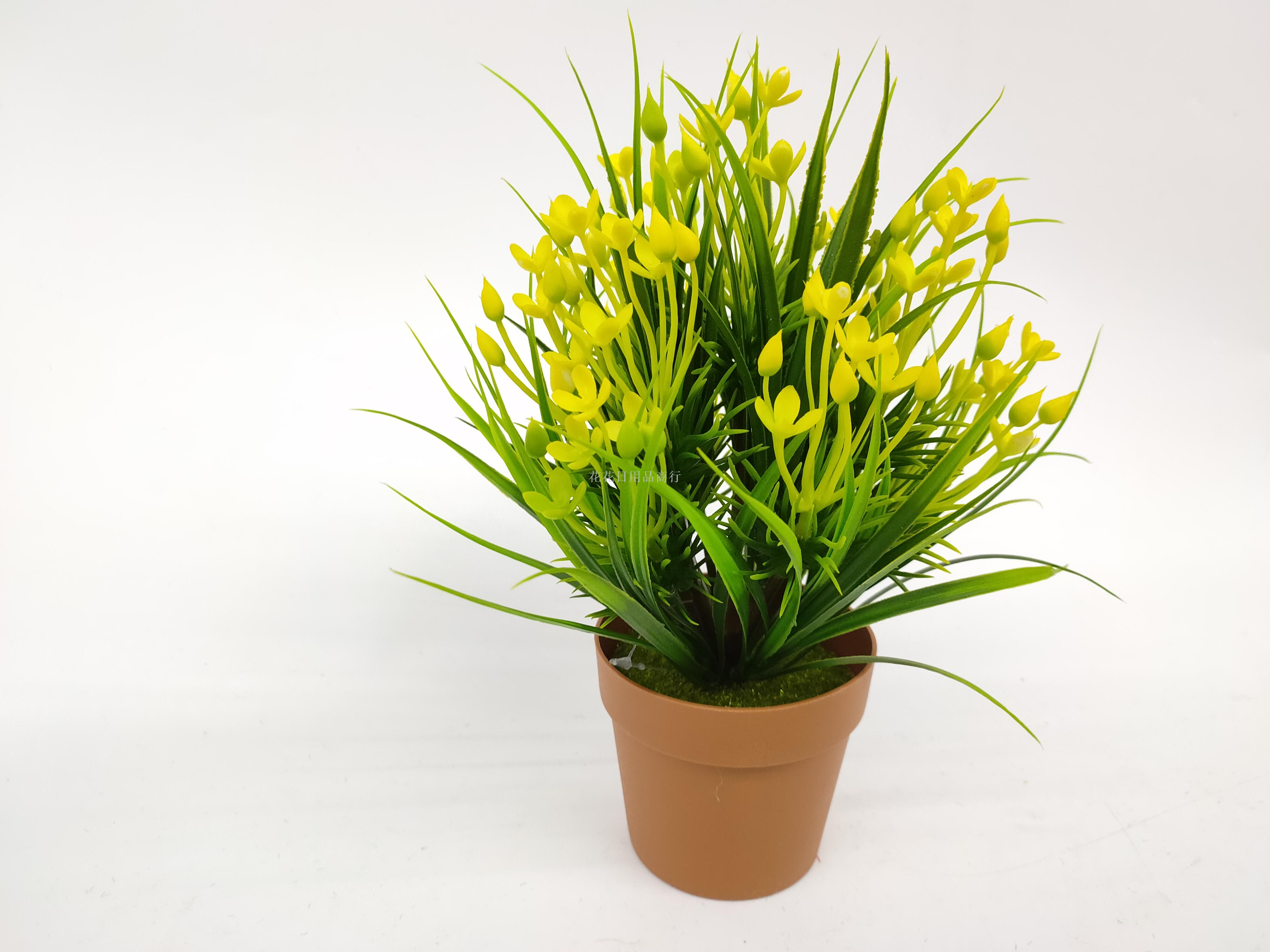 Artificial flower false flower coffee color plastic basin small flowers grass plants bonsai decorative living room Artificial flower false flower coffee color plastic basin small flowers grass plants bonsai decorative living room