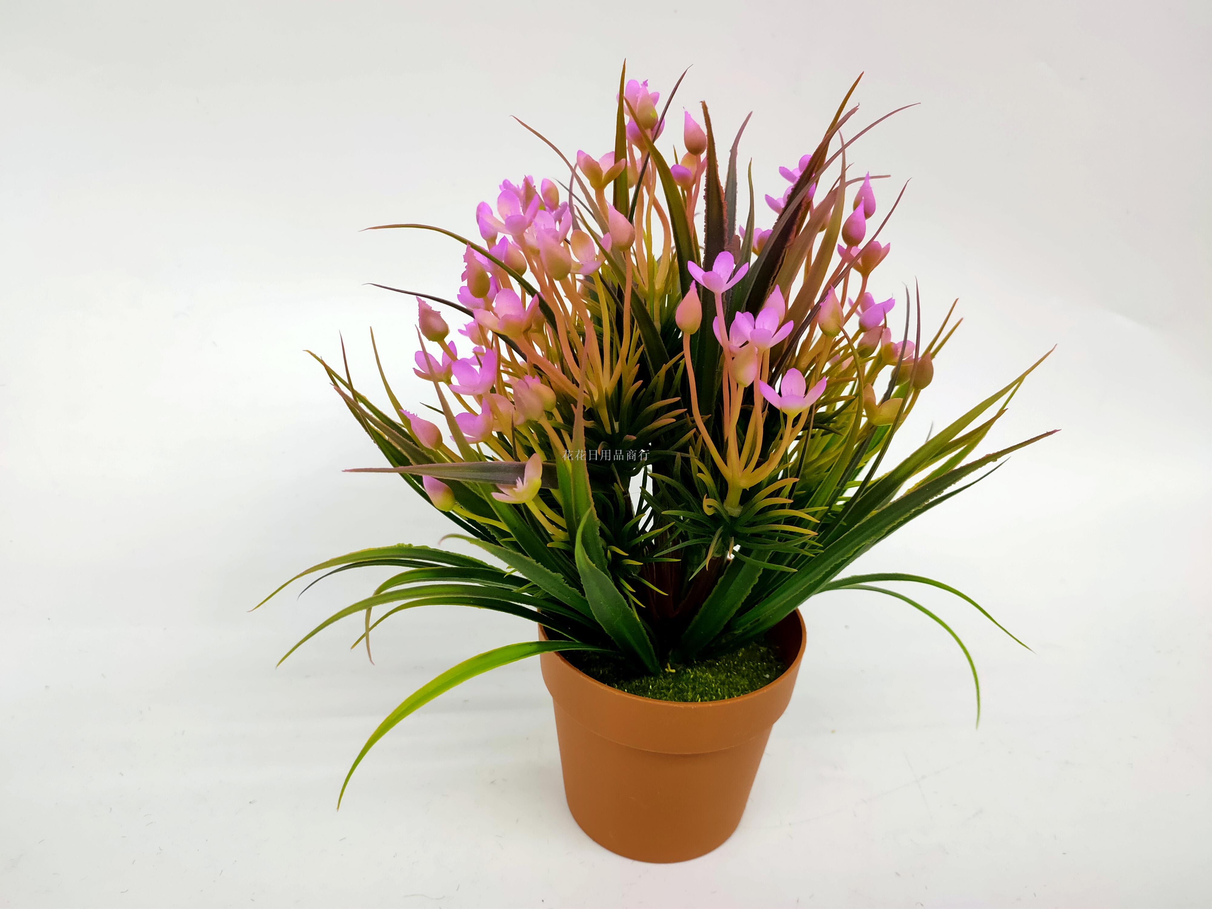 Artificial flower false flower coffee color plastic basin small flowers grass plants bonsai decorative living room Artificial flower false flower coffee color plastic basin small flowers grass plants bonsai decorative living room