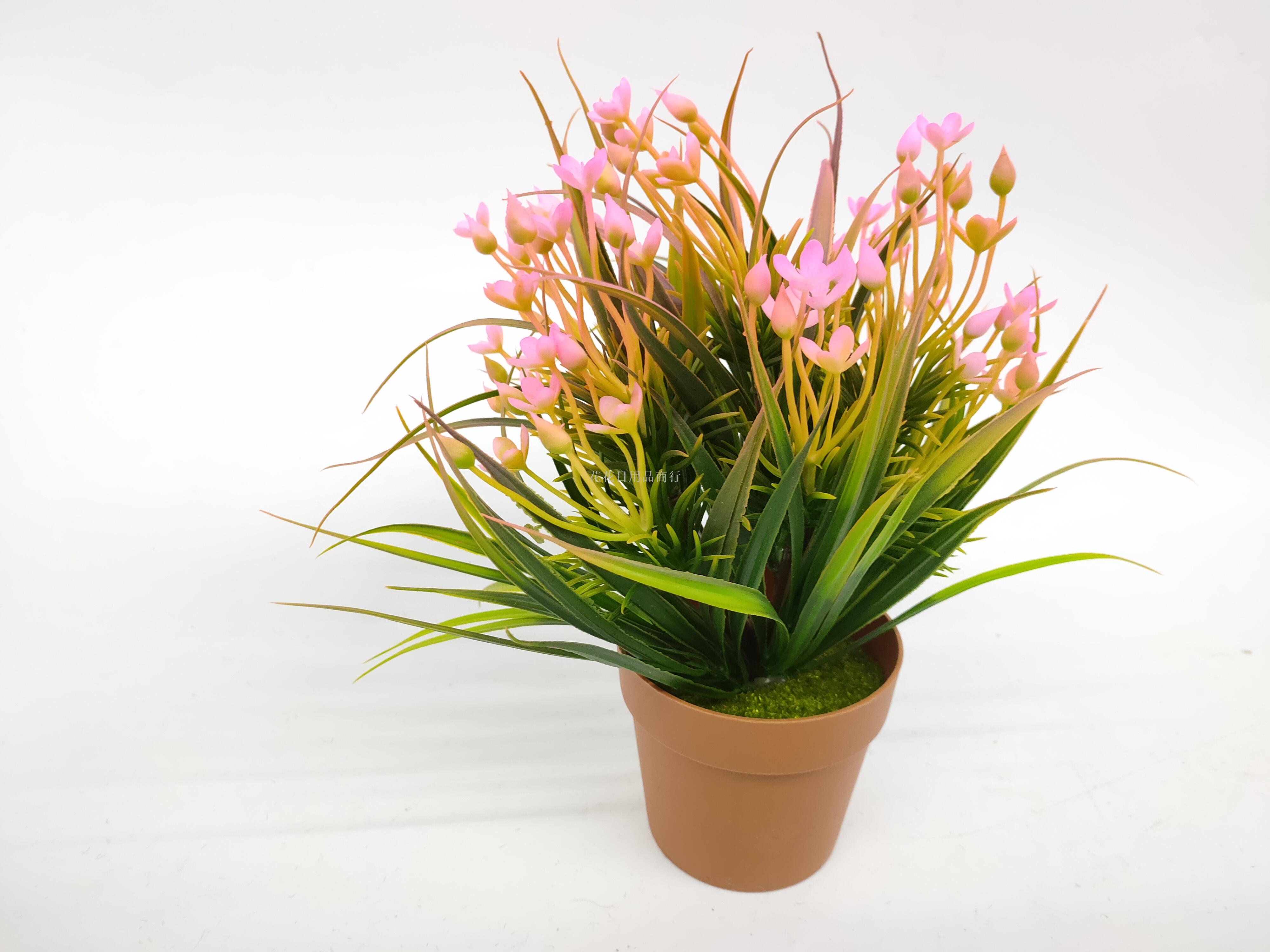 Artificial flower false flower coffee color plastic basin small flowers grass plants bonsai decorative living room Artificial flower false flower coffee color plastic basin small flowers grass plants bonsai decorative living room