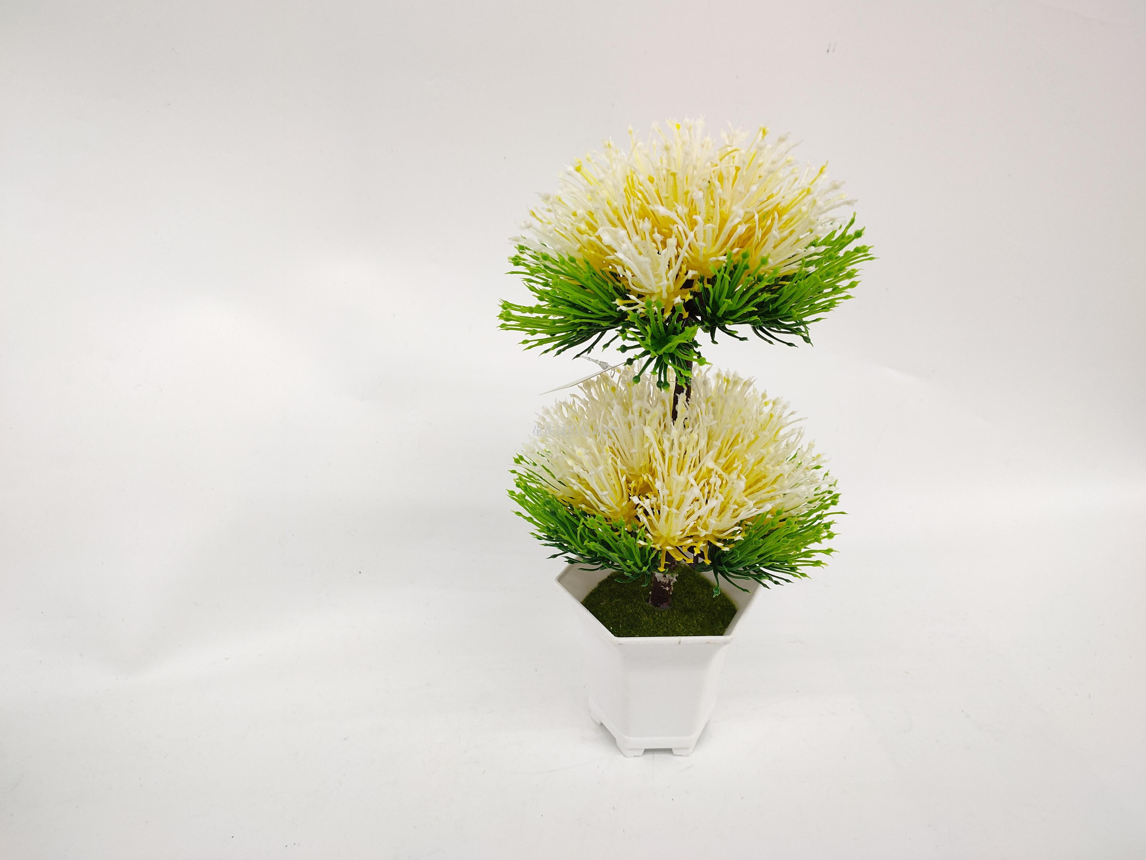Artificial flower false flower white plastic basin double deck green plant decorates sitting room bedroom table
