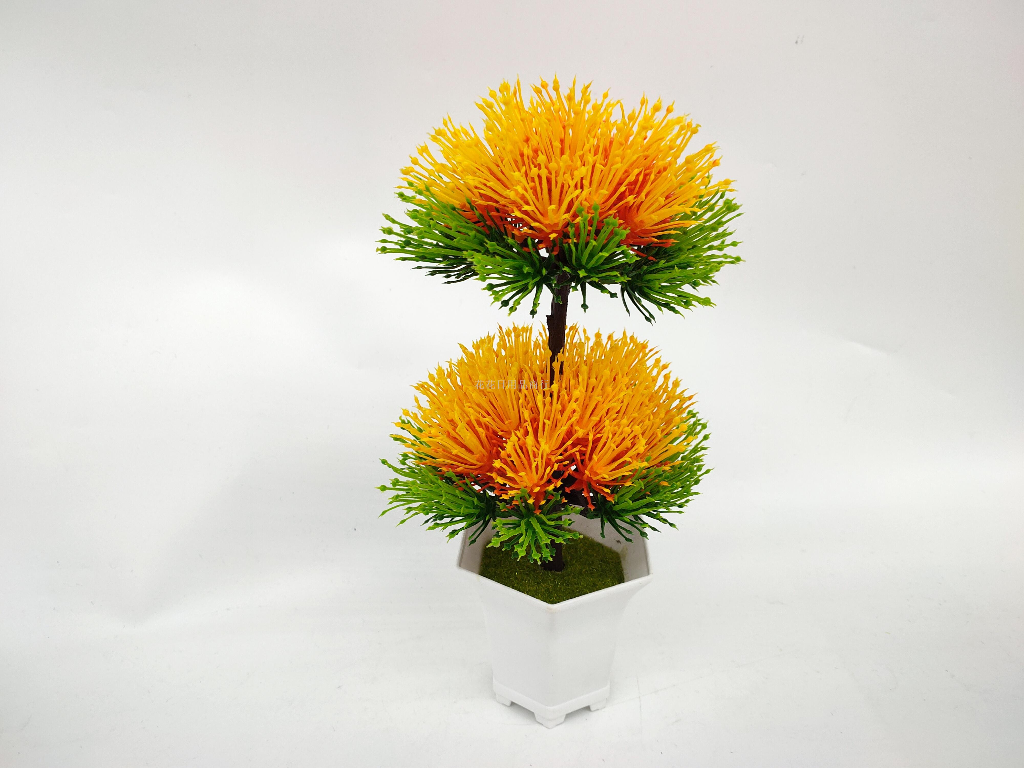 Artificial flower false flower white plastic basin double deck green plant decorates sitting room bedroom table