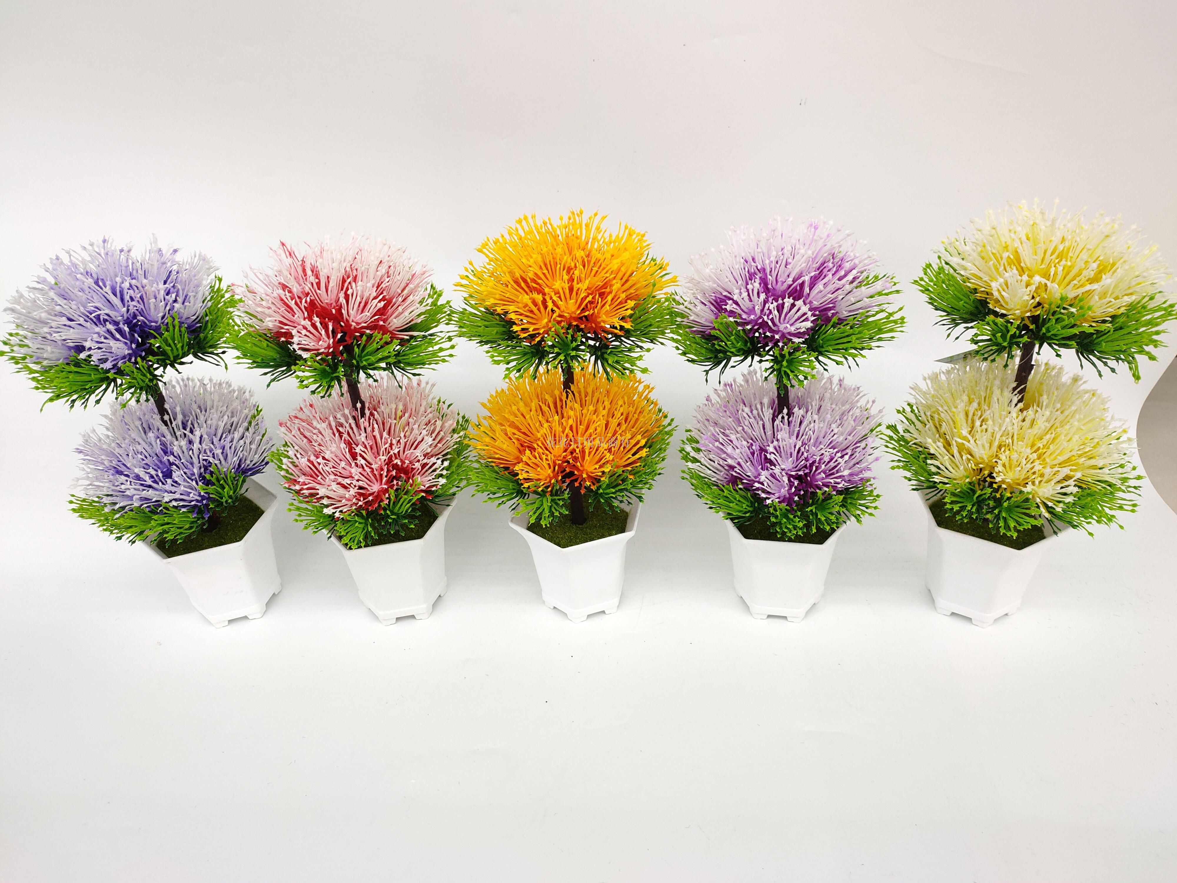 Artificial flower false flower white plastic basin double deck green plant decorates sitting room bedroom table Artificial flower false flower white plastic basin double deck green plant decorates sitting room bedroom table