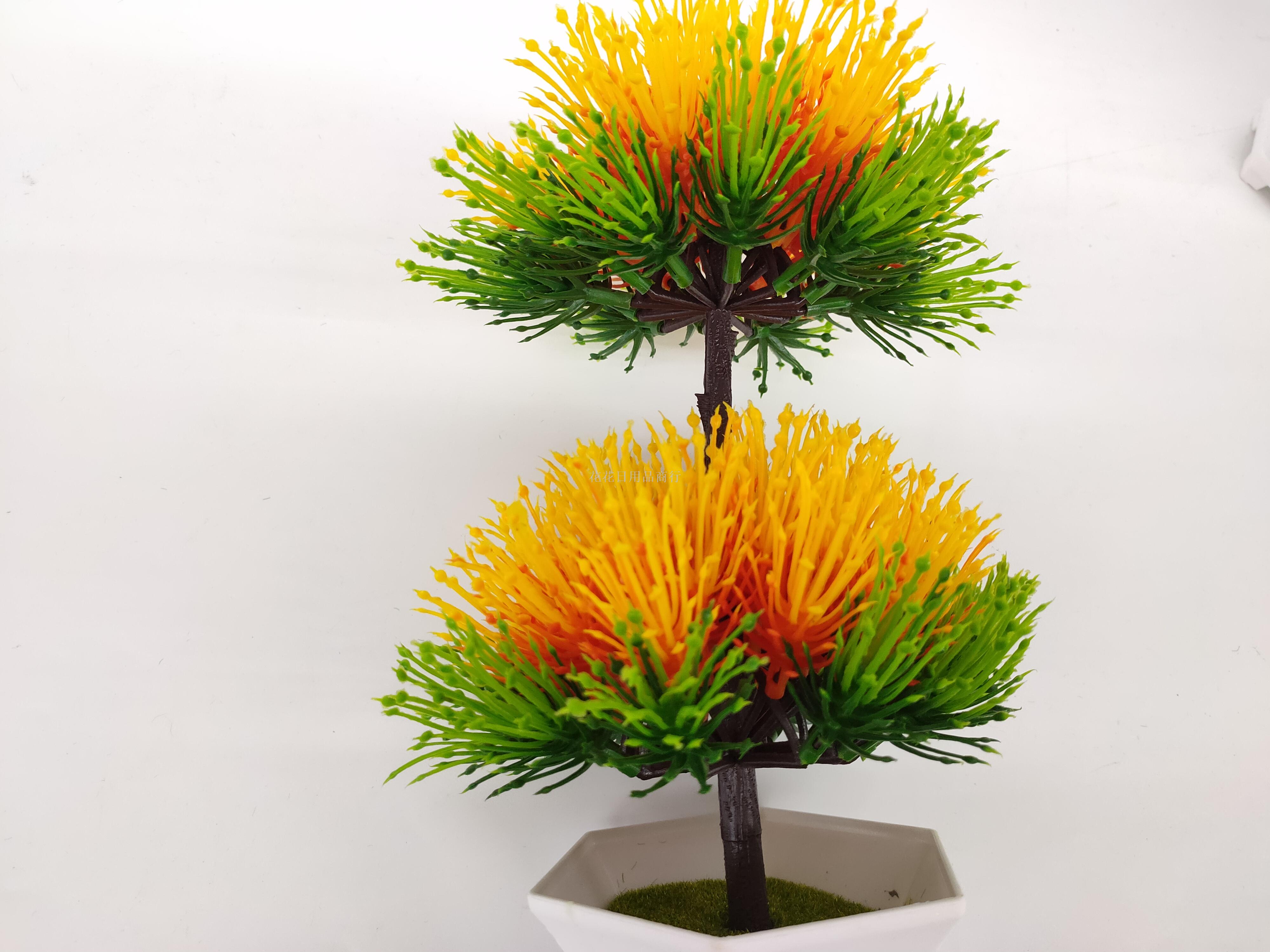 Artificial flower false flower white plastic basin double deck green plant decorates sitting room bedroom table Artificial flower false flower white plastic basin double deck green plant decorates sitting room bedroom table