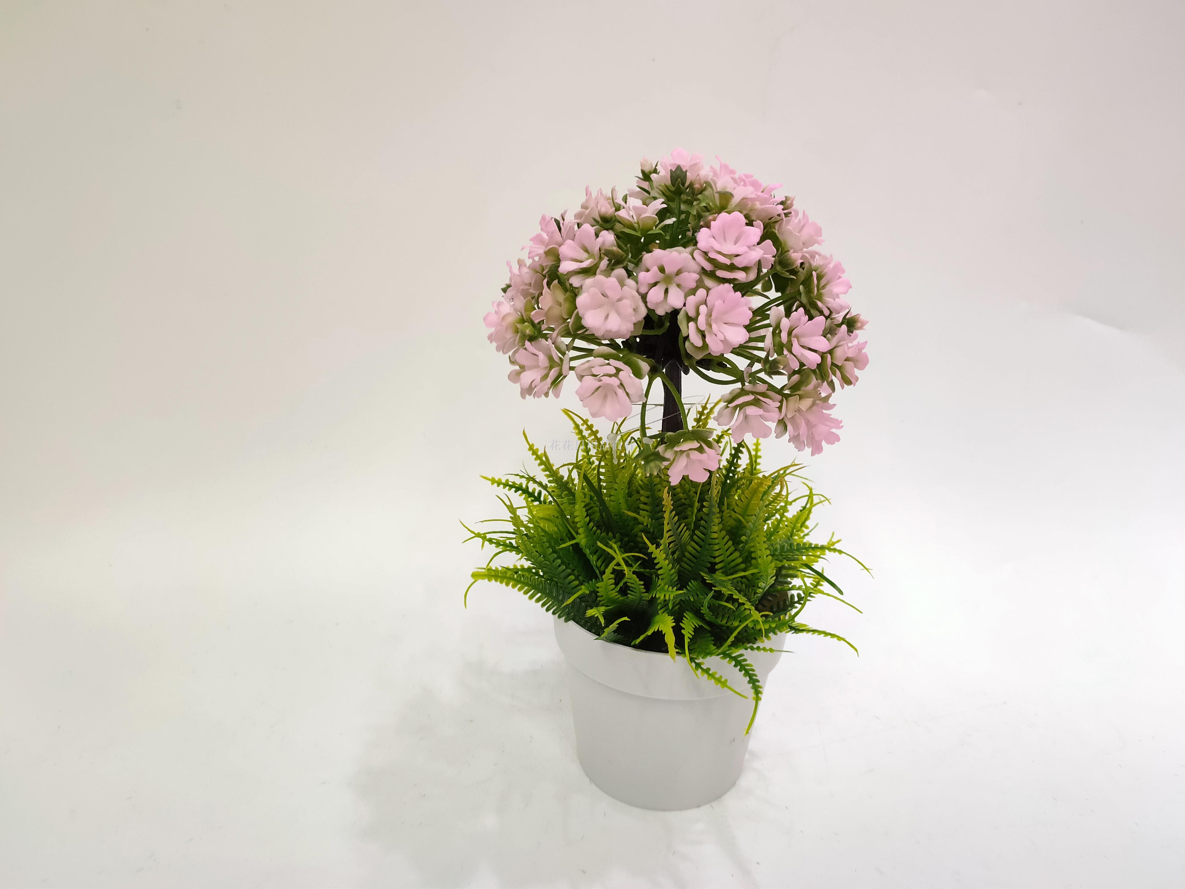 Artificial flower false flower white plastic basin small flowers green plants bonsai decoration living room bedroom