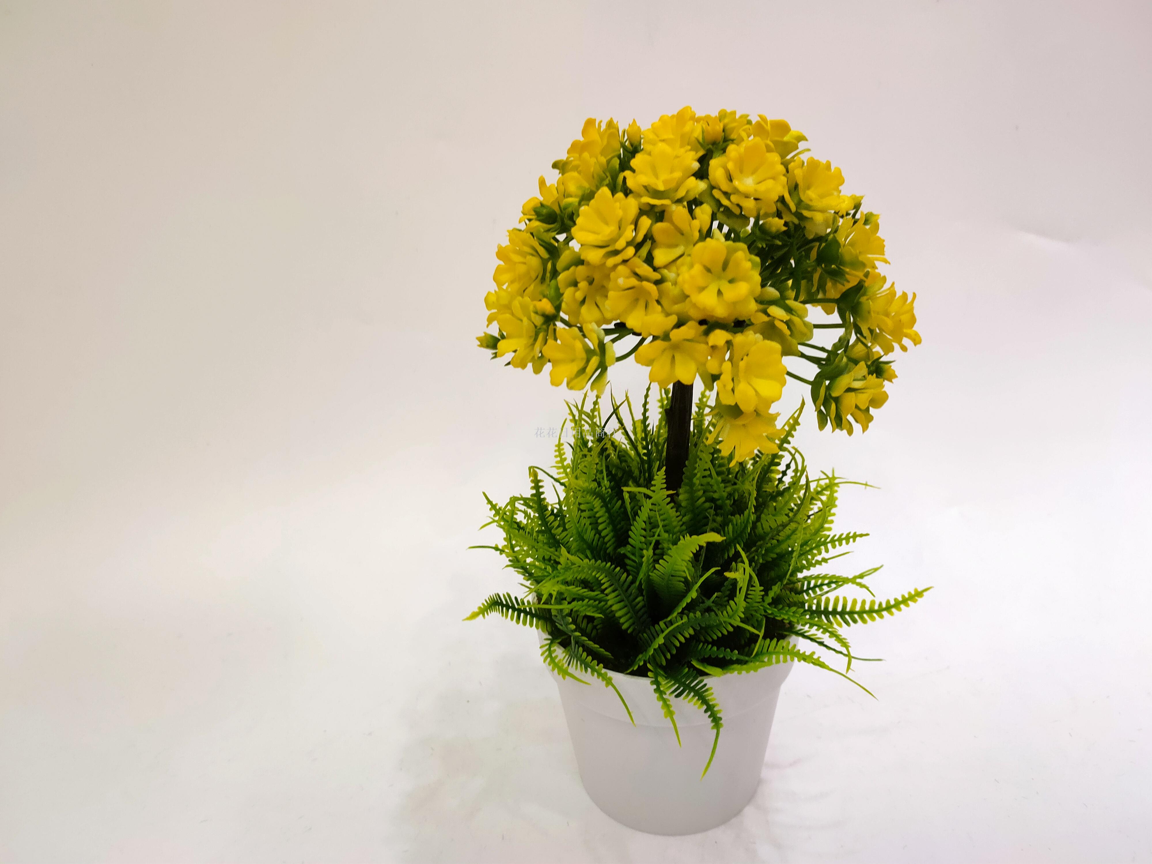 Artificial flower false flower white plastic basin small flowers green plants bonsai decoration living room bedroom