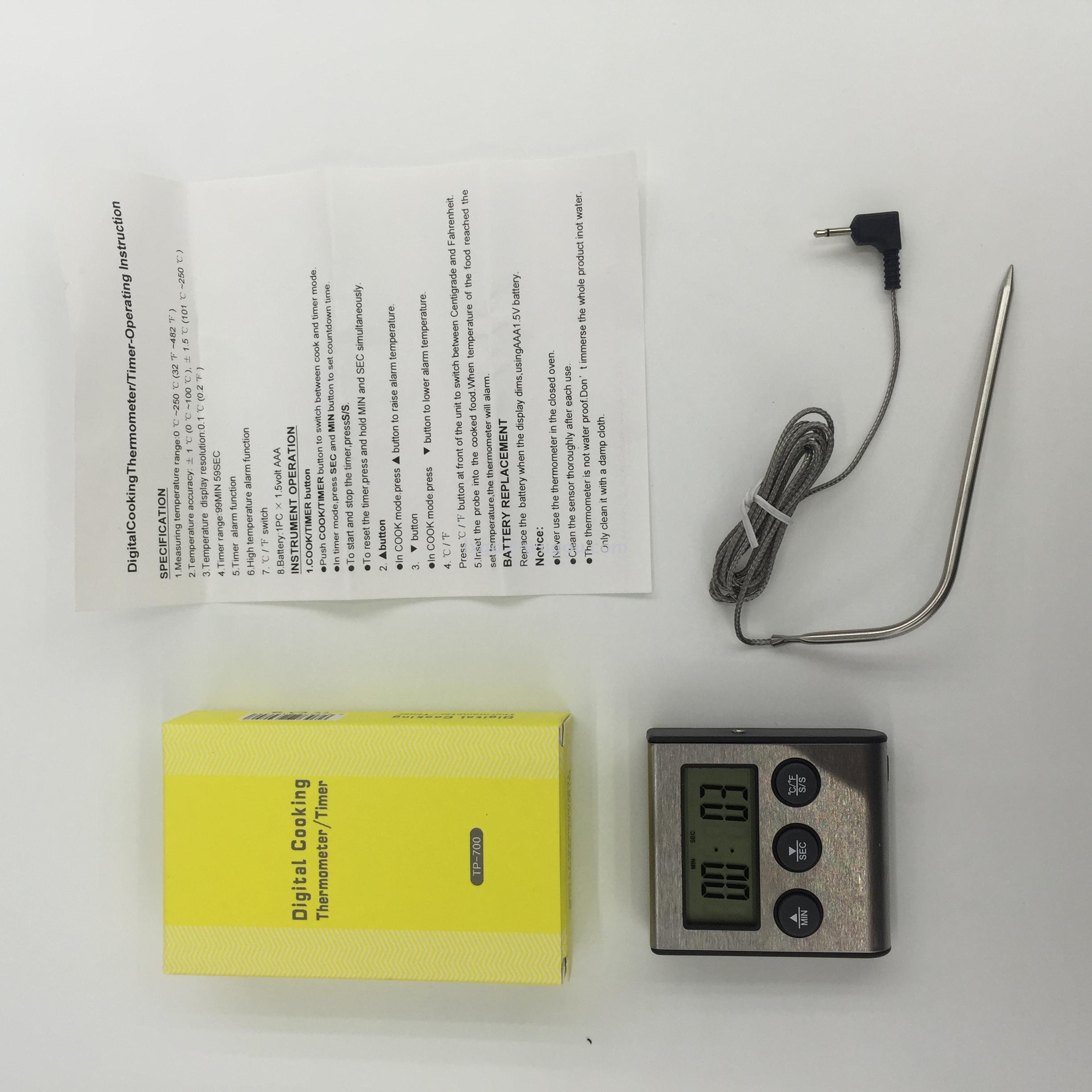 Tp700 Multifunctional Food Thermometer Probe Thermometer Barbecue Grill Thermometer Timer Alarm Function