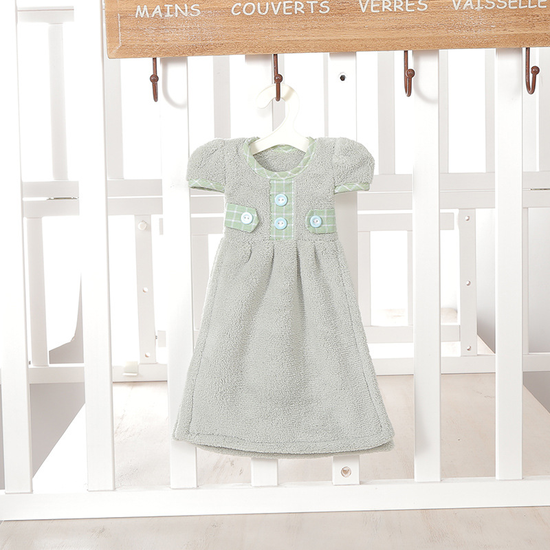 New lovely dress with thick coral velvet button dress towel absorbent kitchen towel