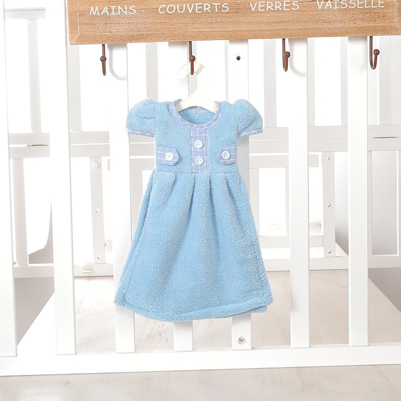 New lovely dress with thick coral velvet button dress towel absorbent kitchen towel