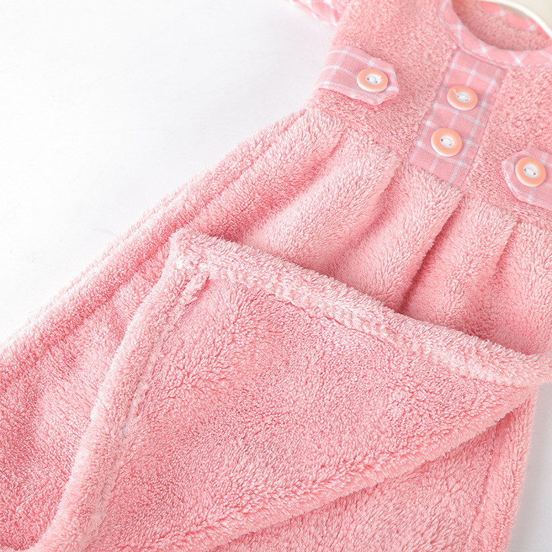 New lovely dress with thick coral velvet button dress towel absorbent kitchen towel