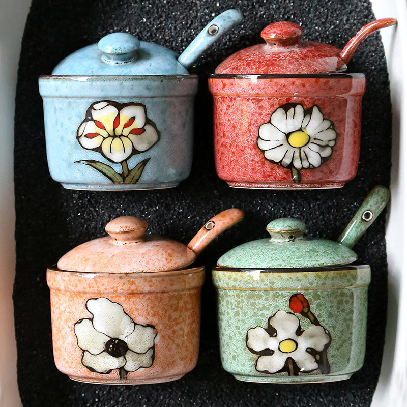seasoning pot Household seasoning bottle pot Japanese seasoning box salt pot sauce pot sugar pot kitchen supplies