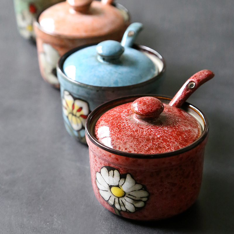 seasoning pot Household seasoning bottle pot Japanese seasoning box salt pot sauce pot sugar pot kitchen supplies