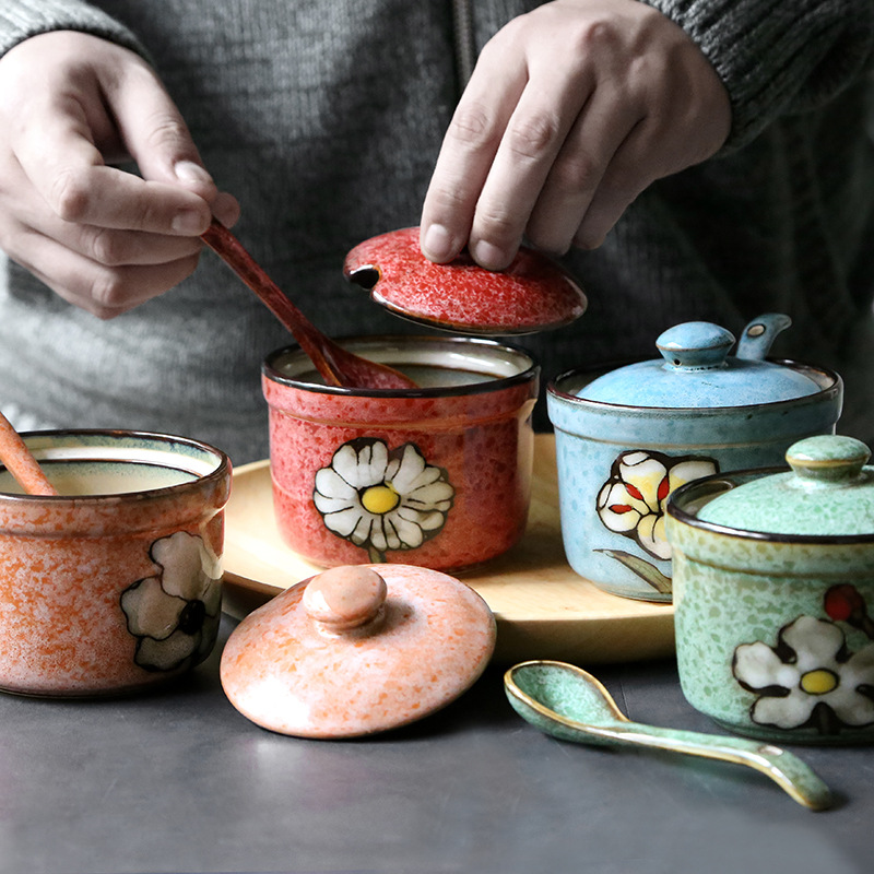 seasoning pot Household seasoning bottle pot Japanese seasoning box salt pot sauce pot sugar pot kitchen supplies