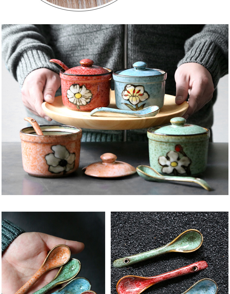 seasoning pot Household seasoning bottle pot Japanese seasoning box salt pot sauce pot sugar pot kitchen supplies seasoning pot Household seasoning bottle pot Japanese seasoning box salt pot sauce pot sugar pot kitchen supplies