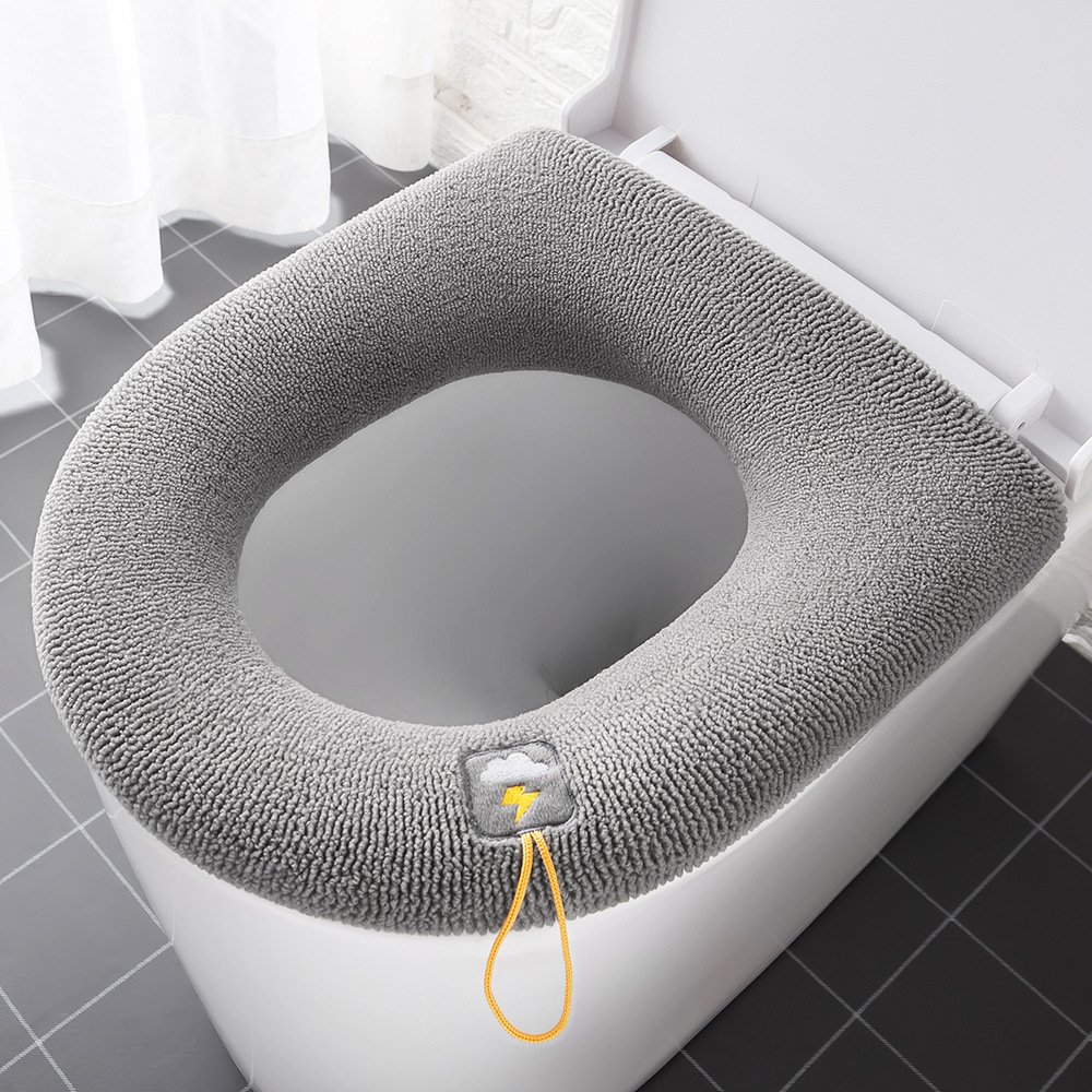 Toilet Cushion Seat Cushion Thickened Four Seasons Toilet Seat Cover Knitted Toilet Seat Washable Domestic Toilet Ferrule