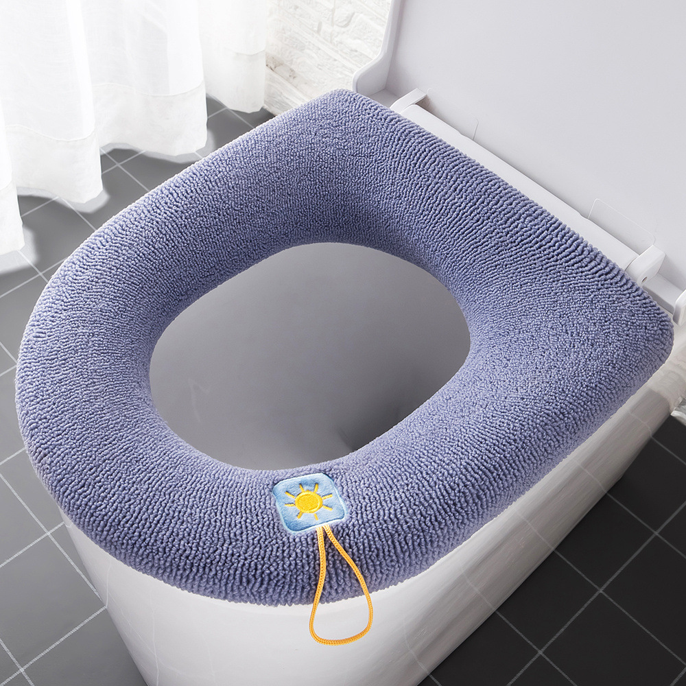 Toilet Cushion Seat Cushion Thickened Four Seasons Toilet Seat Cover Knitted Toilet Seat Washable Domestic Toilet Ferrule