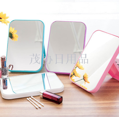 Simple rectangular desktop mirror hd makeup mirror desktop dressing mirror folding portable makeup mirror T