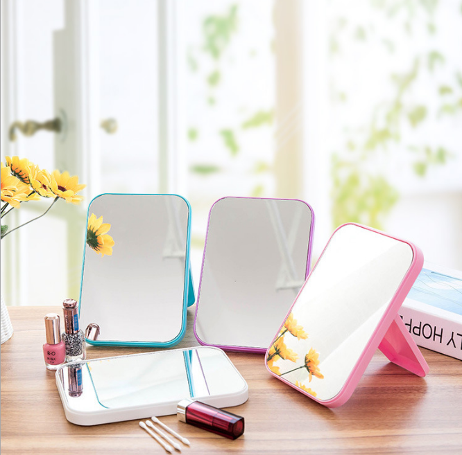 Simple rectangular desktop mirror hd makeup mirror desktop dressing mirror folding portable makeup mirror T Simple rectangular desktop mirror hd makeup mirror desktop dressing mirror folding portable makeup mirror T