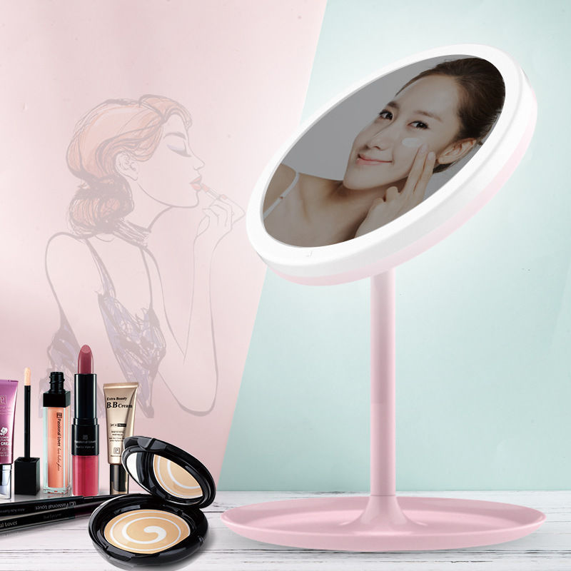 Internet Celebrity Led Make-up Mirror Desktop Dormitory with Light TikTok Dressing Mirror Women's Convenient Portable Makeup Small Mirror Internet Celebrity Led Make-up Mirror Desktop Dormitory with Light TikTok Dressing Mirror Women's Convenient Portable Makeup Small Mirror