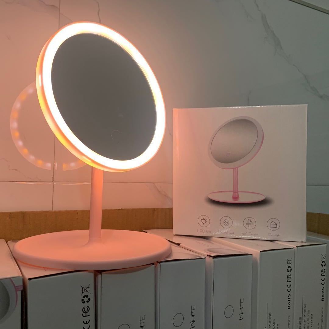 Internet Celebrity Led Make-up Mirror Desktop Dormitory with Light TikTok Dressing Mirror Women&#039;s Convenient Portable Makeup Small Mirror