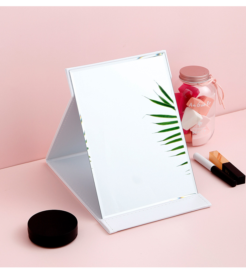 Creative Folding Mirror Pu Makeup Mirror Portable Portable Small Mirror Desktop HD Student Dormitory Dressing Mirror Creative Folding Mirror Pu Makeup Mirror Portable Portable Small Mirror Desktop HD Student Dormitory Dressing Mirror