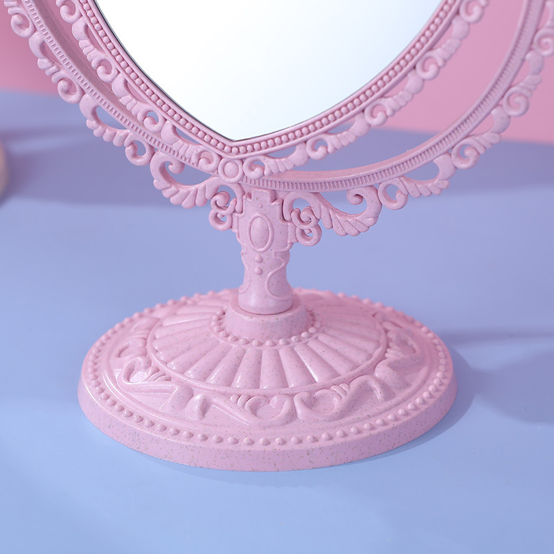 Desktop Love Double-Sided Makeup Mirror Student Dormitory Mirror Nordic Style Rotating Desktop Mirror Home Dressing Mirror