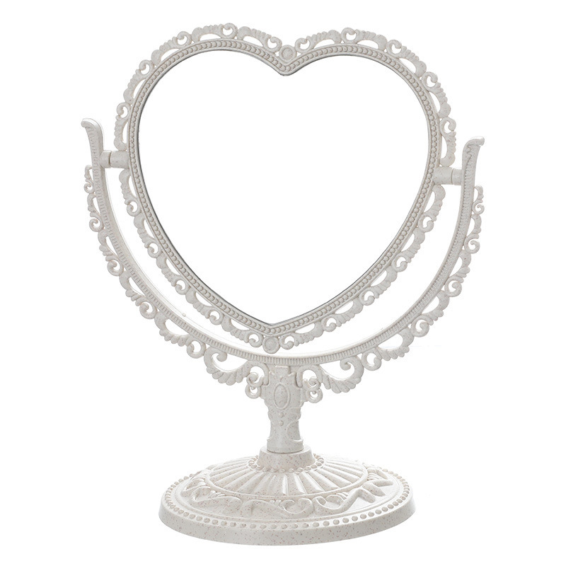 Desktop Love Double-Sided Makeup Mirror Student Dormitory Mirror Nordic Style Rotating Desktop Mirror Home Dressing Mirror
