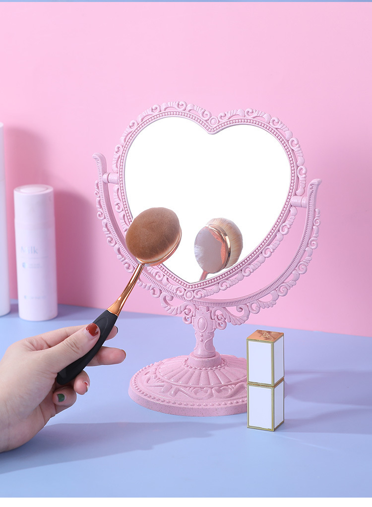 Desktop Love Double-Sided Makeup Mirror Student Dormitory Mirror Nordic Style Rotating Desktop Mirror Home Dressing Mirror Desktop Love Double-Sided Makeup Mirror Student Dormitory Mirror Nordic Style Rotating Desktop Mirror Home Dressing Mirror