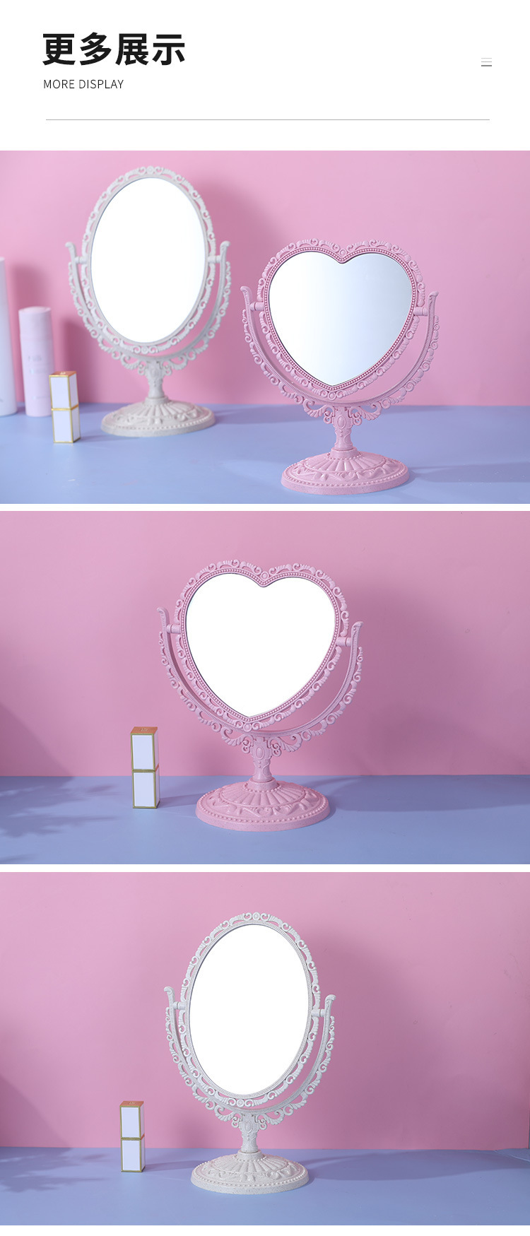 Desktop Love Double-Sided Makeup Mirror Student Dormitory Mirror Nordic Style Rotating Desktop Mirror Home Dressing Mirror Desktop Love Double-Sided Makeup Mirror Student Dormitory Mirror Nordic Style Rotating Desktop Mirror Home Dressing Mirror