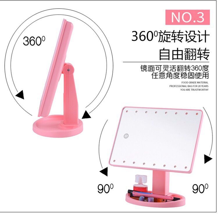 Desktop Rotating 22 Light Dressing Mirror with Light Fill Light Dormitory Desktop Desktop Dressing Folding Portable Mirror