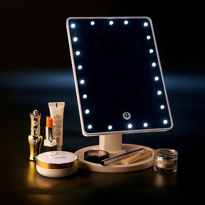 Desktop Rotating 22 Light Dressing Mirror with Light Fill Light Dormitory Desktop Desktop Dressing Folding Portable Mirror